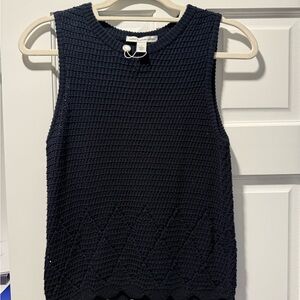 Sleeveless Navy Knit Top